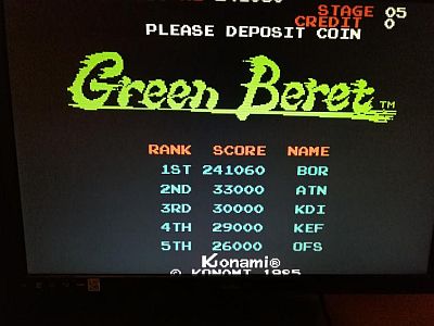 Green Beret Arcade Borsuk Hiscore
